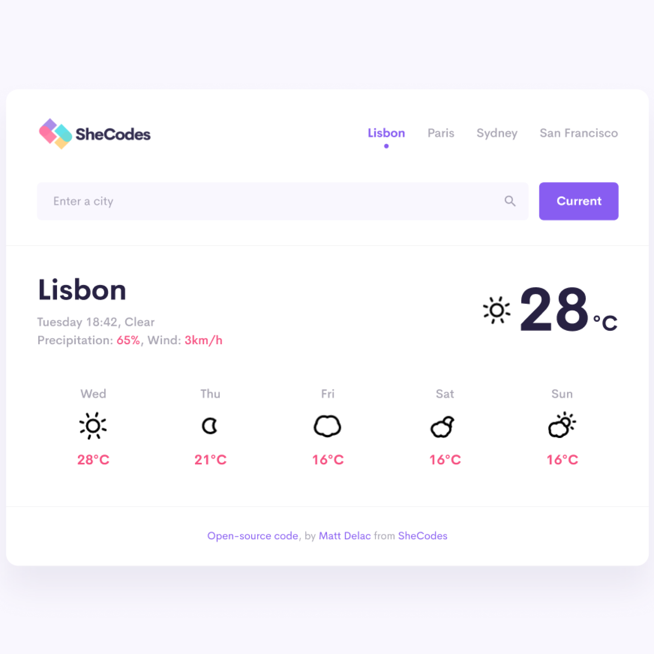 Weather project screeshot